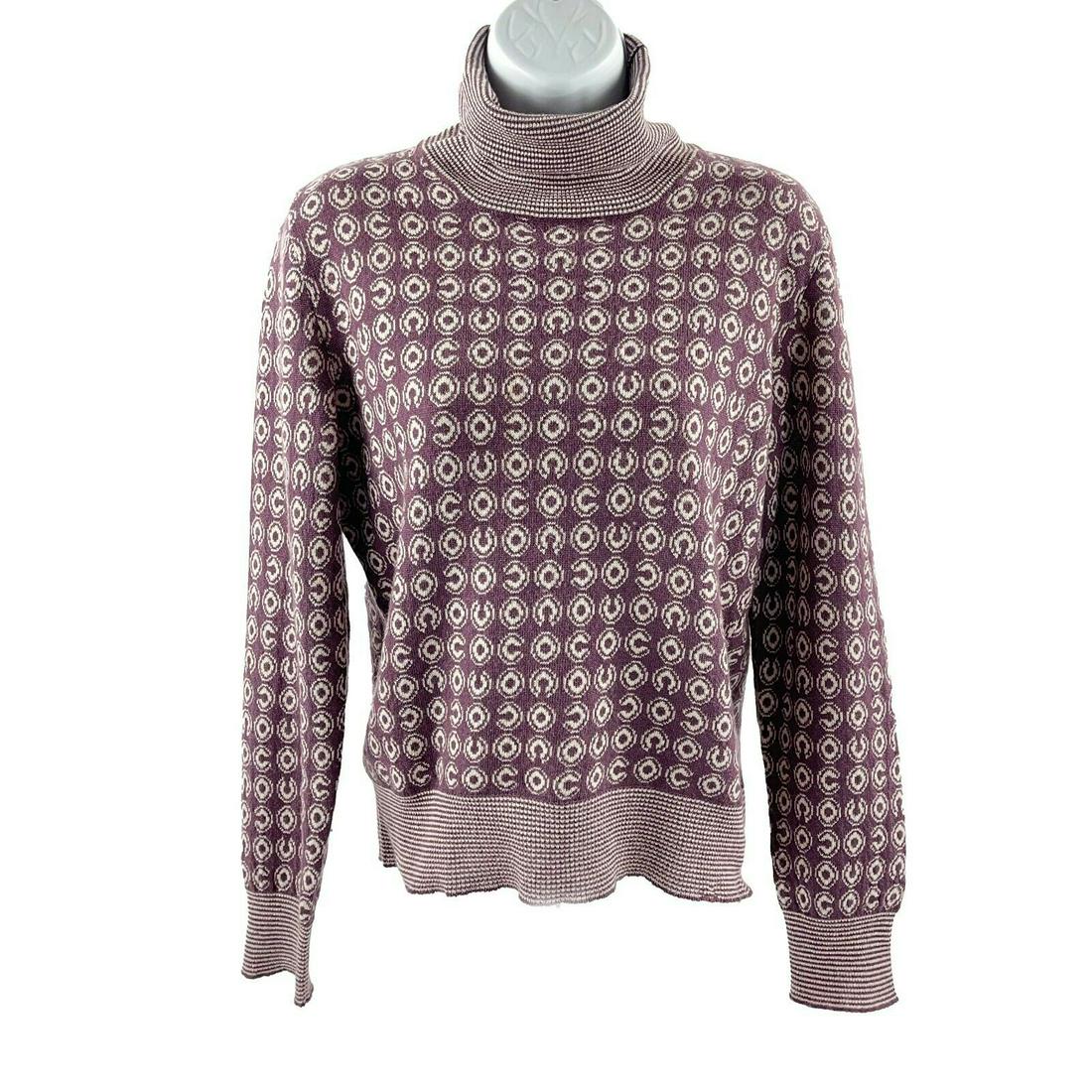 CHANEL - Vintage 01A COCO Cashmere Turtleneck Sweater - Purple / White 42 US L (1 of 10)
