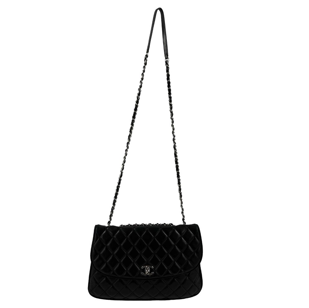 CHANEL - Large CC Compartment Round Flap Accordion Quilted Lambskin Shoulder Bag (1 of 8)