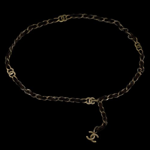 Chanel Vintage 97a 90s Cc Chain Metal Suede Leather Belt One Size