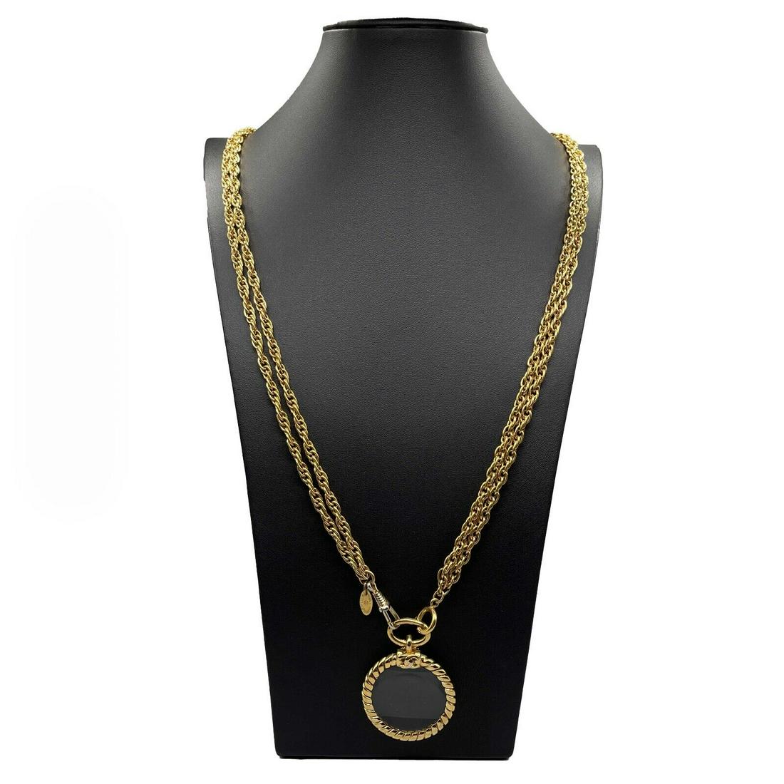 CHANEL - Vintage Chain Link CC Magnifying Glass Loupe Pendant Necklace (1 of 8)