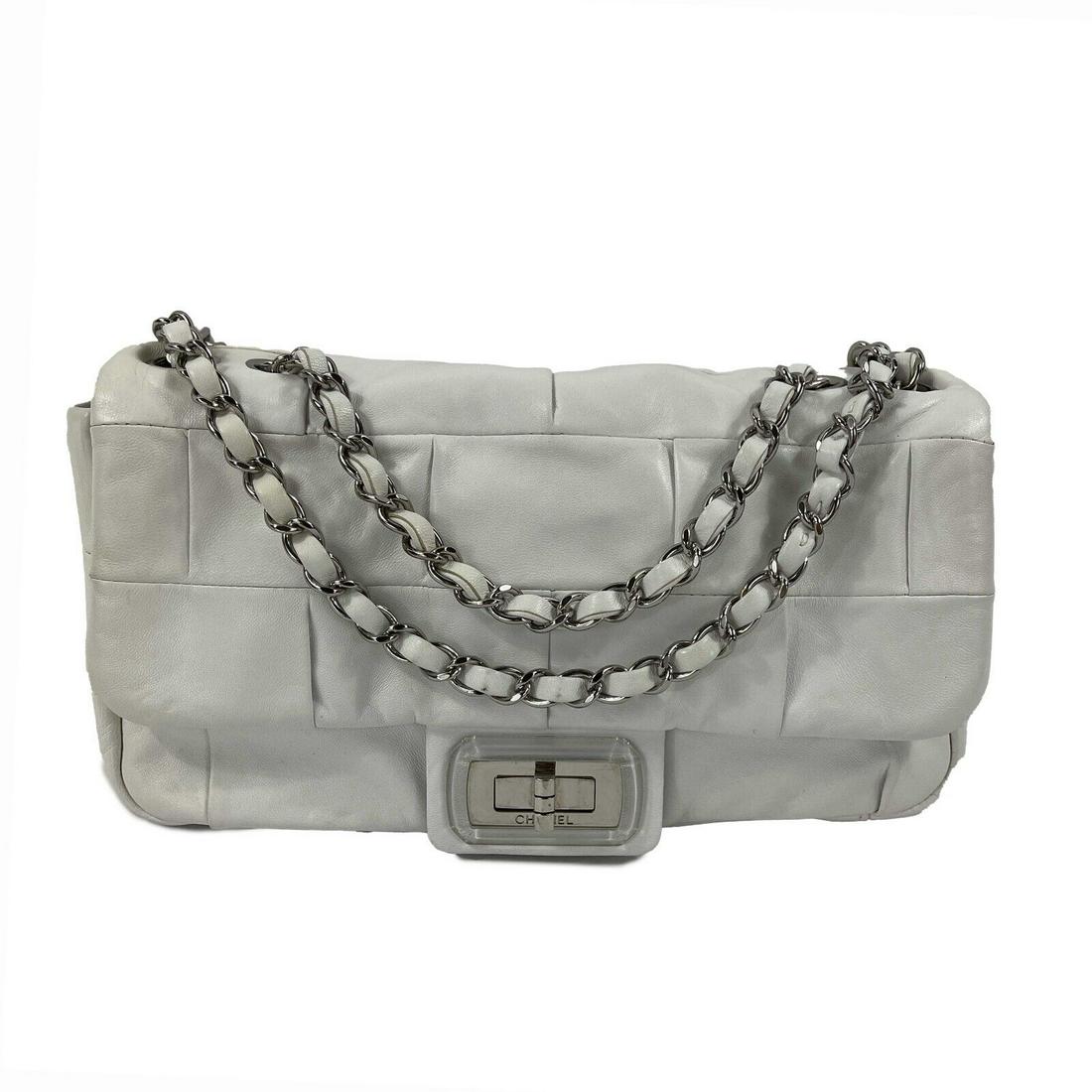 CHANEL - White Lambskin Medium Mademoiselle Lock - Igloo Flap Shoulder Bag (1 of 10)