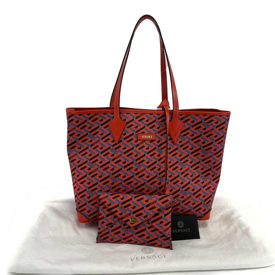 Versace - New w/ Tags - La Greca Medium Signature Tote - Red, Blue Shoulder Bag (1 of 10)