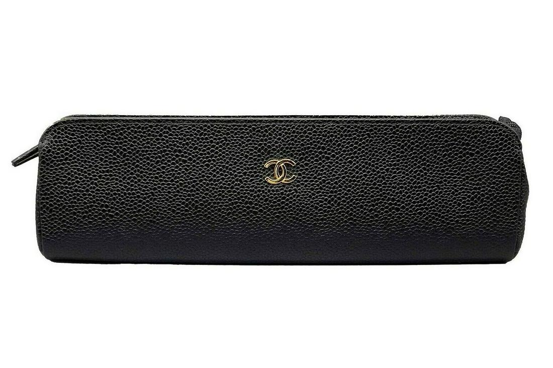 CHANEL - Vintage 96 Small Black Case / Pouch / Makeup Bag Caviar Leather / CC Lo (1 of 10)