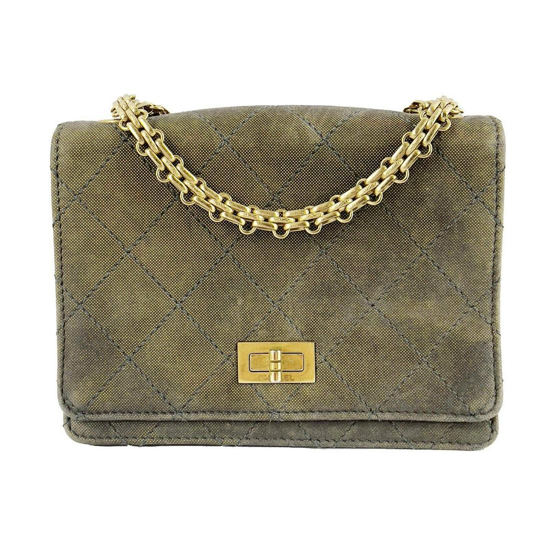 CHANEL - 90s Gray Iridescent Quilted Nubuck Mademoiselle Mini Flap Shoulder Bag (1 of 12)