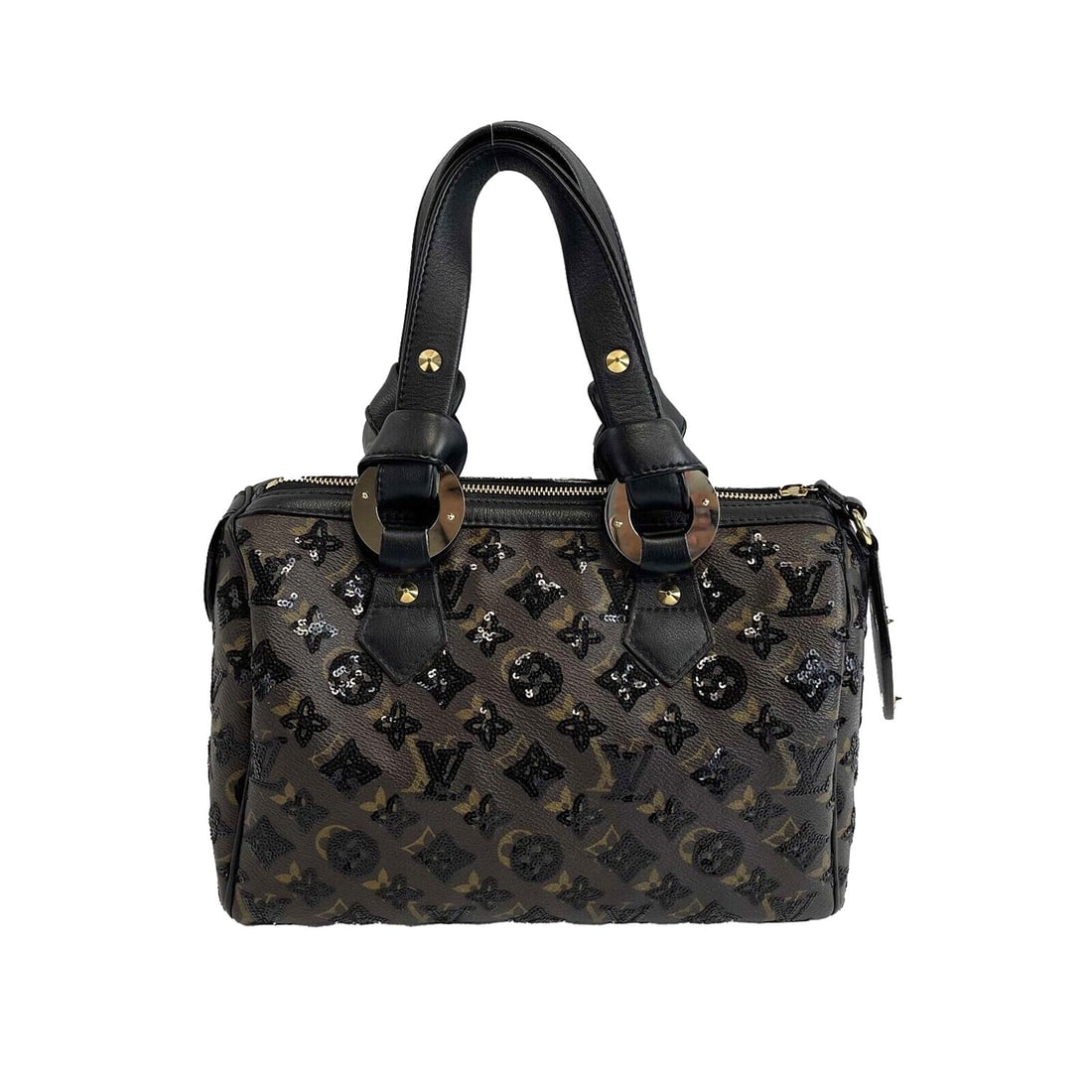 Louis Vuitton Monogram speedy 30 eclipse black sequined Brown Black Handbag (1 of 9)