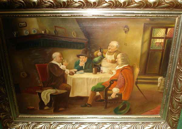 1351: 19th Century Dutch Tavern Scene Oil Painting - Jan 06, 2007