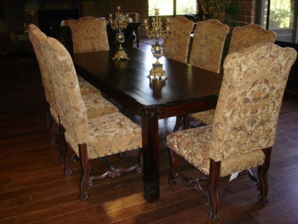 Dining Room Table and Chairs: Dining room table with 8 chairs