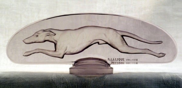 1928 R Lalique Greyhound Car Mascot in Amethyst 