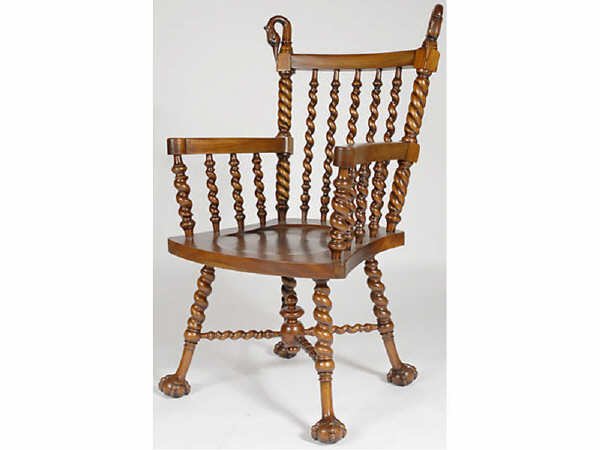 Twist Carved Merklen Bros. Swan Chair