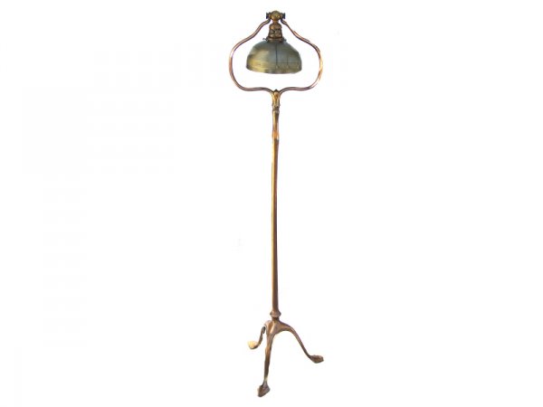 Tiffany Studios Bronze Floor Lamp: A fine authentic Tiffany Studios floor lamp of the utmost quality. 4.5 ft. tall, signed bell shade, signed base upon the foot. *Provenance* Item matching this item sold at Craftsmen Auctions for $ 12,
