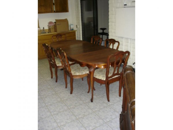 Dining Room Table and 6 Chairs: Dining Room Table and Six chairs, Walnut, French