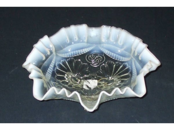 White Opalescent Glass Footed Dish - 2