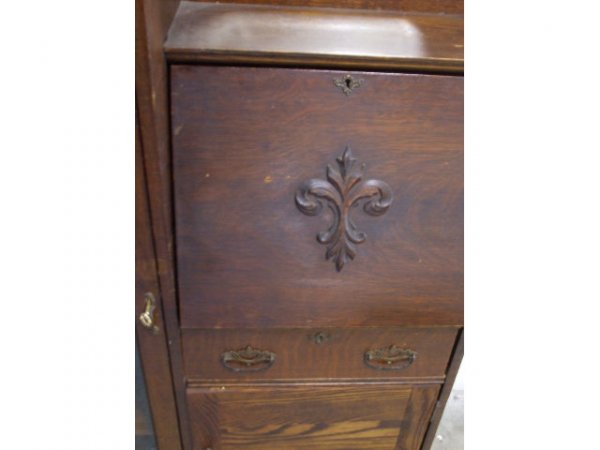 American Oak Side by Side Secretary Bookcase - 3