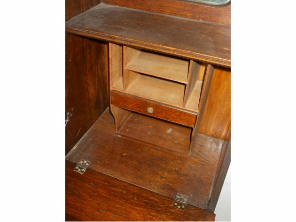 American Oak Side by Side Secretary Bookcase - 4