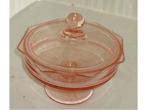 Pink Depression Glass Footed Dish