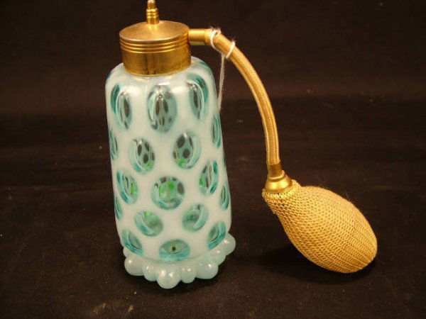 9007: Fenton Blue Dot Optic Perfume Fenton Coin Dot Perfume Bottle