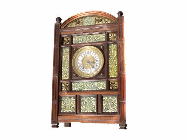 Fine French Walnut Clock with Porcelain Medallion