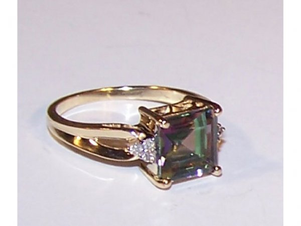 Mystic Topaz and Diamond Ring