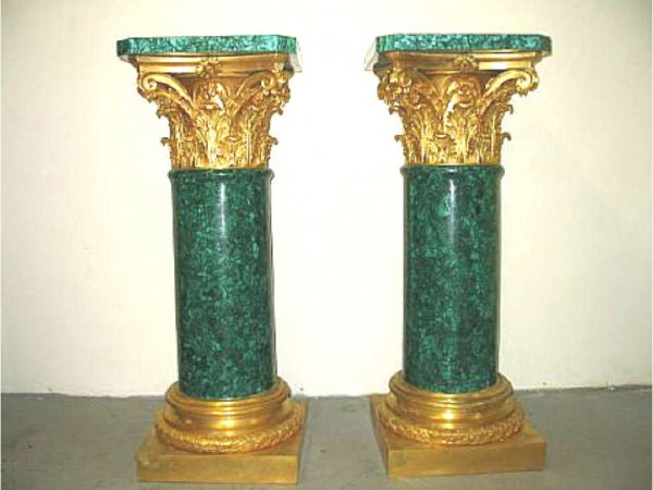 Fine Pair of MALACHITE Pedestals