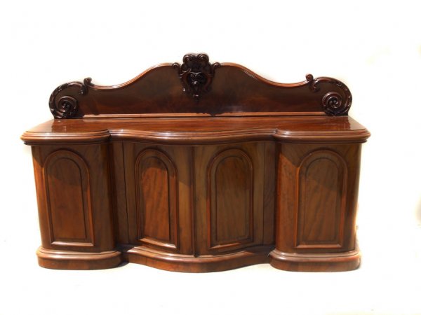 Fine Austrain Cherrywood Sideboard: A fine 1880s sidebaord, utmost quality. Finely detailed interior with felt linings. Double oxbow front, fine upper backsplash. 7 ft. wide, 3 ft deep and 45 incjes tall.
