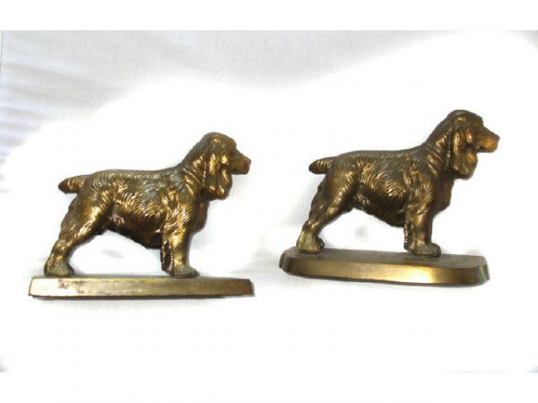 Pair of FRANKART Spelter Cocker Spaniel Bookends: A good vintage pair of spelter Spaniel bookends. 4x 5