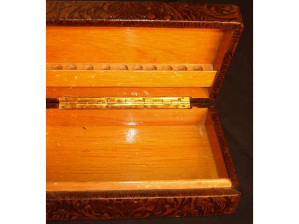 Leather Embossed Smokers Box - 2
