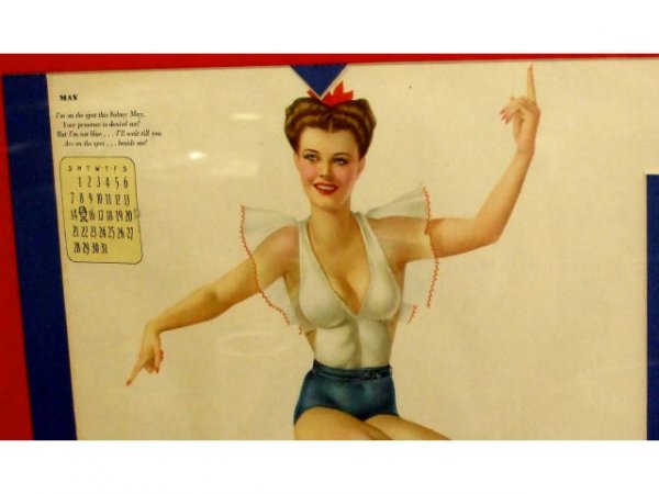 Vintage Vargas Risque May Framed Calendar - 3