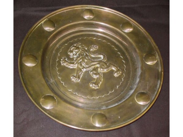 Embossed Lion Brass Charger