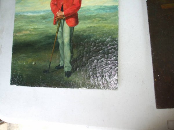 Mounted Oil on Canvas of Golfer - 4
