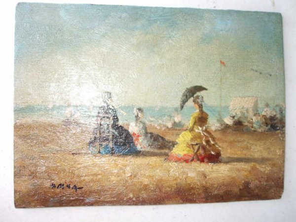 Fine Oil Painting of Victorian Beach Scene - 2