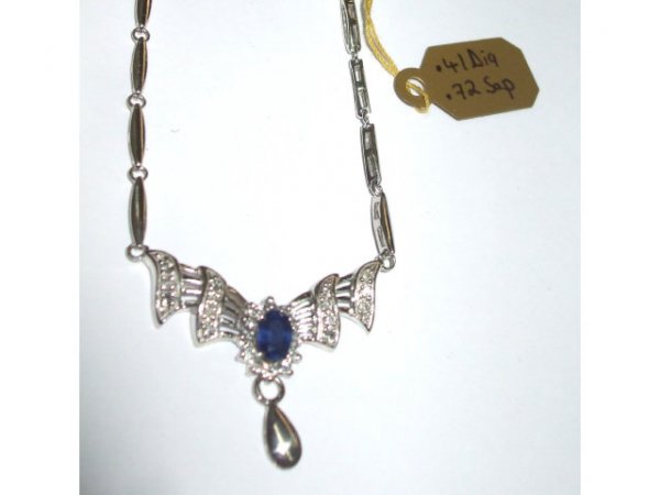 Sapphire & Diamond Drop Necklace