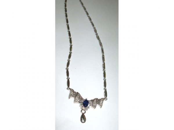 Sapphire & Diamond Drop Necklace - 4