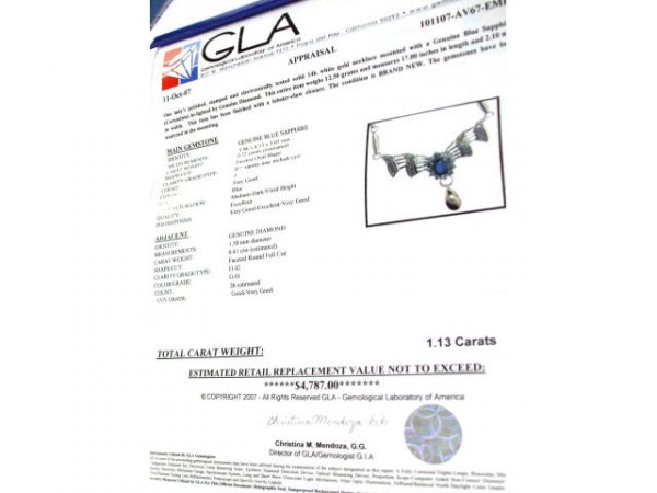 Sapphire & Diamond Drop Necklace - 5