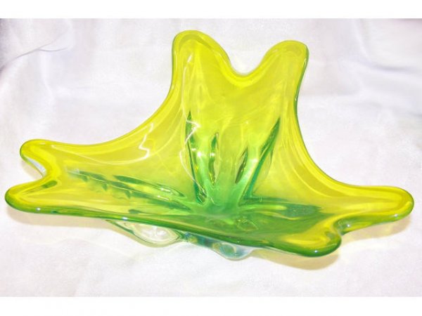 Rare Yellow & Green Murano Glass Dish