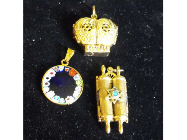 Lot of 3 Judaica 14k & Sterling Items