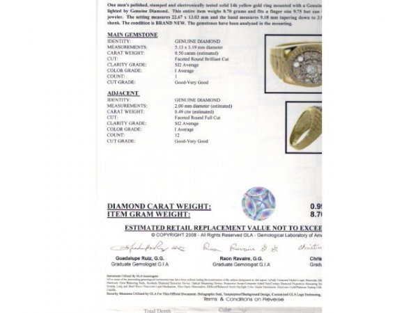Fine Rolex Style Mans Diamond Ring Ap. $ 6,201 - 3