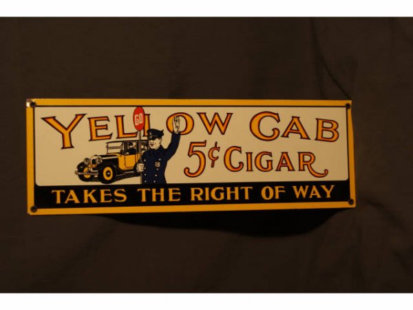 Porcelain Yellow Cab Cigar Sign