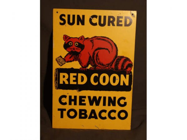 Red Coon Chewing Tobacco Advertising Sign