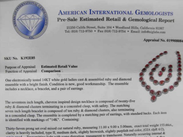 153.66 tcw Ruby & 17.78 ct. Dia. Ensemble 88.6k - 4