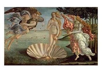 Title: The Birth of Venus, c.1485: One of the most famous paintings in the history of art, "The Birth of Venus" by Renaissance master Sandro Botticelli (1444 – 1510) is a representation of spring based upon classical mythology. Gicle