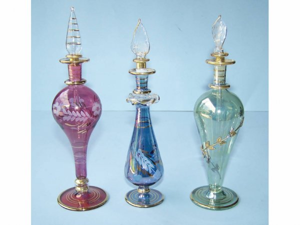 3 Italian Art Glass Perfume Bottles