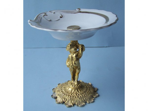 Bronze and Porcelain Compote