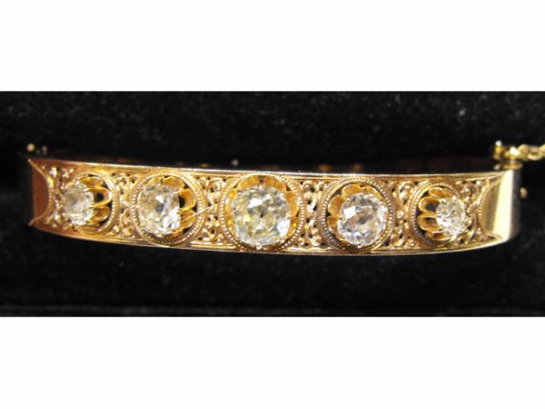 Stunning Antique 15k Rose Gold Diamond Bracelet - 2