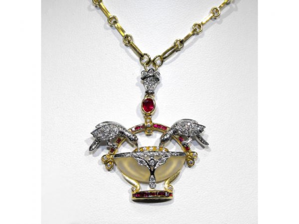 Tinelli Designer Pendant 18K Ruby & Diamond