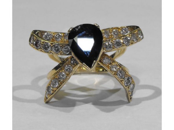 Blue Sapphire & Diamond Ring