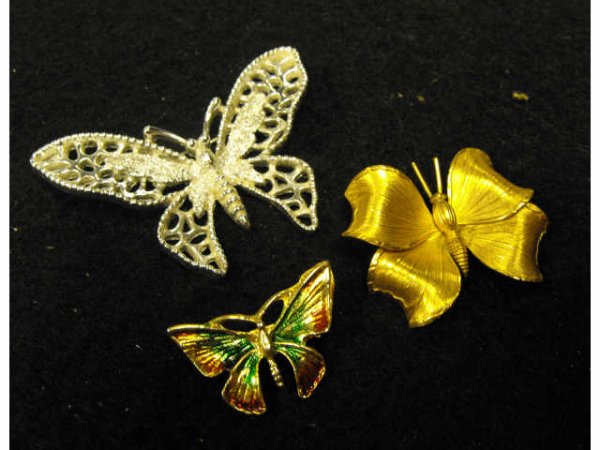 Lot of 3 Vintage Butterfly Pins