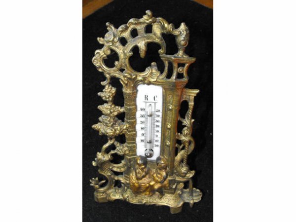 Fine French Patinated Metal Thermometer