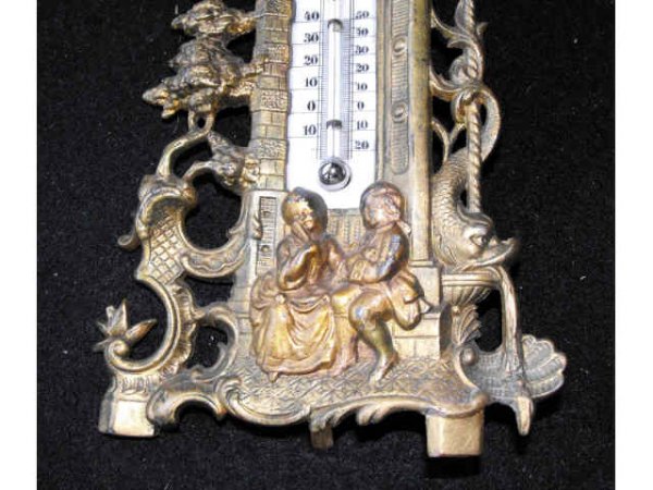 Fine French Patinated Metal Thermometer - 2