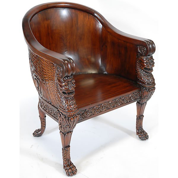 Carved Mahogany Empire Chair