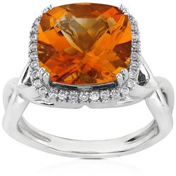 18k Gold Citrine & Diamond Ring (H/VS)